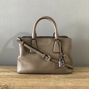 Michael Kors Camille Leather Taupe Satchel Crossbody Bag MSRP $378